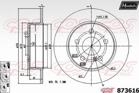 Maxtech 873616.6880 - Тормозной диск autospares.lv