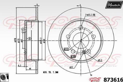 Maxtech 873616.0060 - Тормозной диск autospares.lv