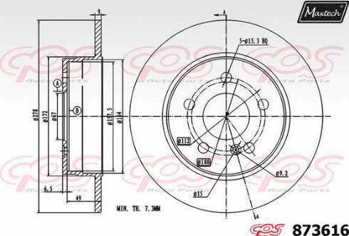 Maxtech 873616.0000 - Тормозной диск autospares.lv