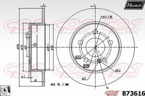 Maxtech 873616.0080 - Тормозной диск autospares.lv