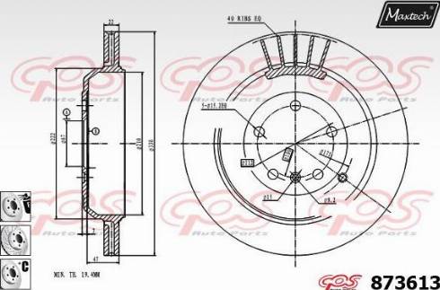 Maxtech 873613.6880 - Тормозной диск autospares.lv