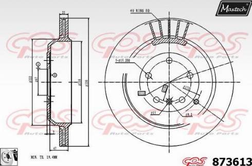 Maxtech 873613.0080 - Тормозной диск autospares.lv