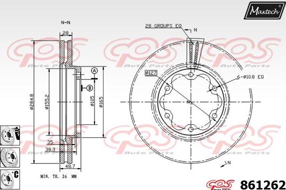 Maxtech 873613 - Тормозной диск autospares.lv