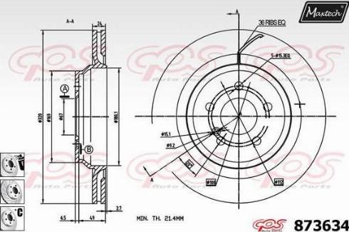 Maxtech 873634.6980 - Тормозной диск autospares.lv