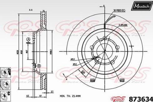 Maxtech 873634.6880 - Тормозной диск autospares.lv