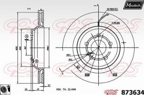 Maxtech 873634.0060 - Тормозной диск autospares.lv