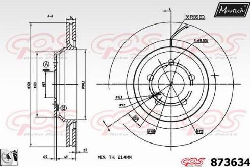 Maxtech 873634.0080 - Тормозной диск autospares.lv