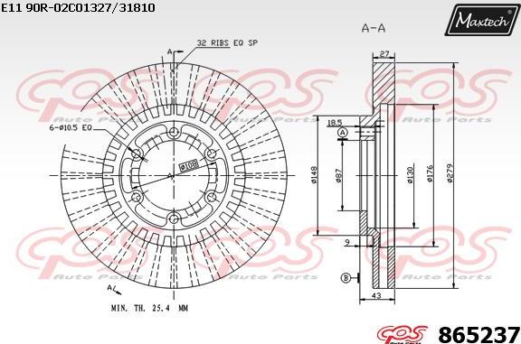 Maxtech 873634 - Тормозной диск autospares.lv