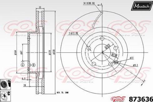 Maxtech 873636.6060 - Тормозной диск autospares.lv