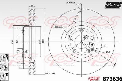 Maxtech 873636.6880 - Тормозной диск autospares.lv