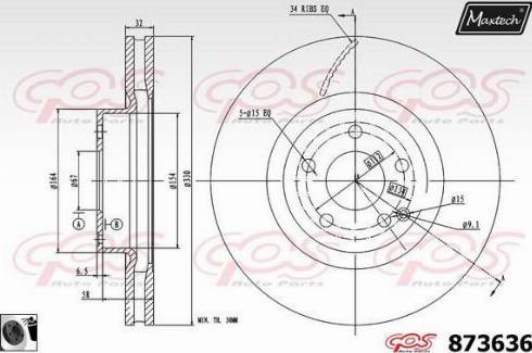 Maxtech 873636.0060 - Тормозной диск autospares.lv