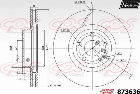 Maxtech 873636.0000 - Тормозной диск autospares.lv