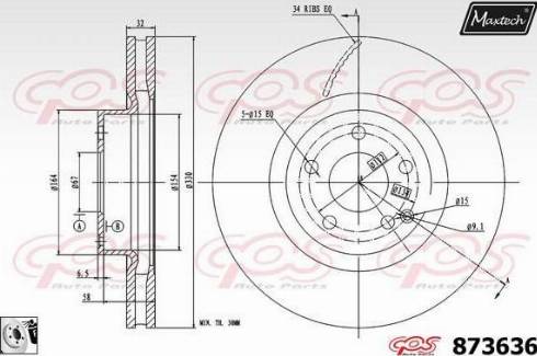 Maxtech 873636.0080 - Тормозной диск autospares.lv