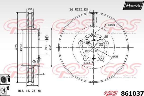 Maxtech 873636 - Тормозной диск autospares.lv