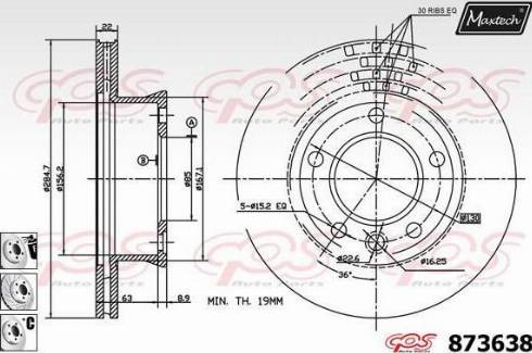 Maxtech 873638.6880 - Тормозной диск autospares.lv