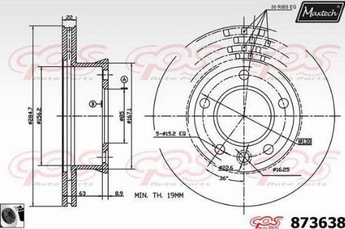 Maxtech 873638.0060 - Тормозной диск autospares.lv