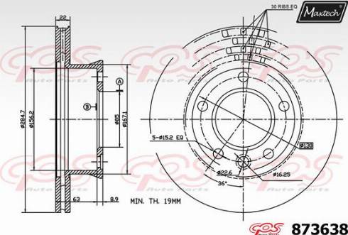 Maxtech 873638.0000 - Тормозной диск autospares.lv