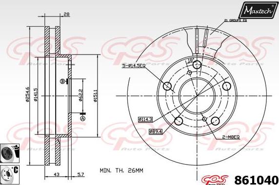 Maxtech 873638 - Тормозной диск autospares.lv