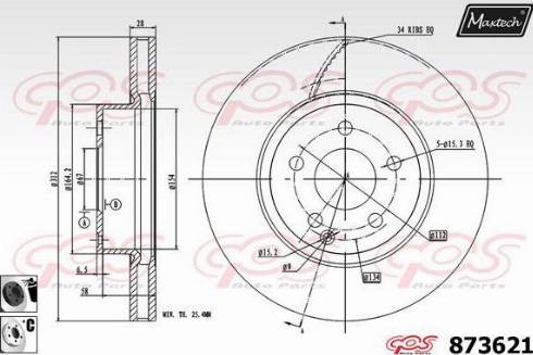 Maxtech 873621.6060 - Тормозной диск autospares.lv