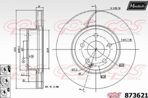 Maxtech 873621.6880 - Тормозной диск autospares.lv