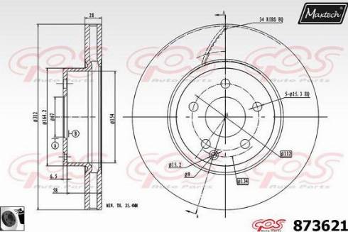 Maxtech 873621.0060 - Тормозной диск autospares.lv