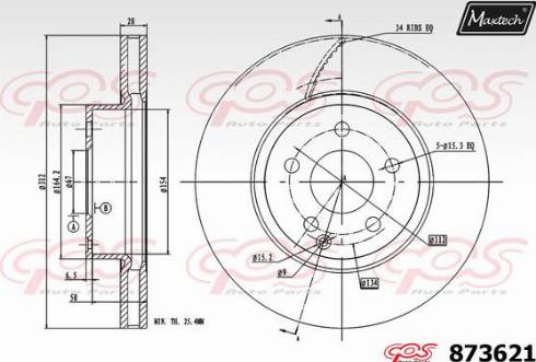 Maxtech 873621.0000 - Тормозной диск autospares.lv