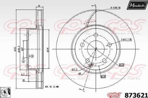 Maxtech 873621.0080 - Тормозной диск autospares.lv