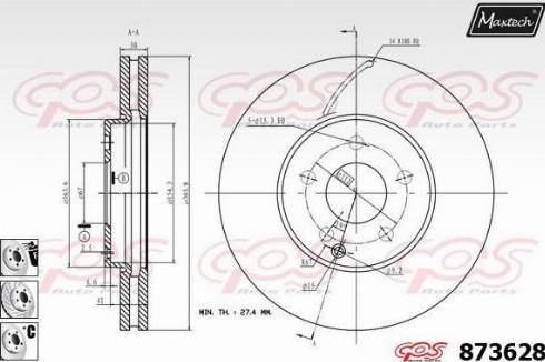 Maxtech 873628.6980 - Тормозной диск autospares.lv