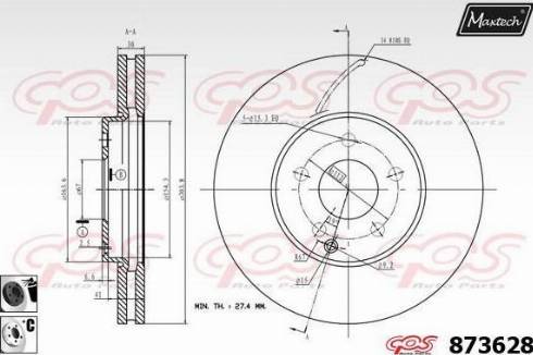 Maxtech 873628.6060 - Тормозной диск autospares.lv