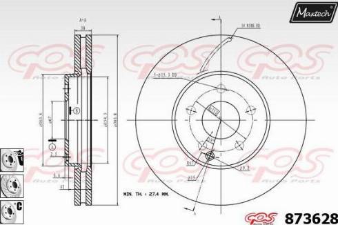 Maxtech 873628.6880 - Тормозной диск autospares.lv