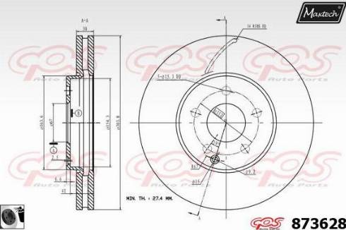 Maxtech 873628.0060 - Тормозной диск autospares.lv