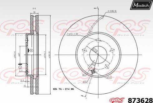 Maxtech 873628.0000 - Тормозной диск autospares.lv