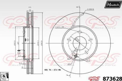 Maxtech 873628.0080 - Тормозной диск autospares.lv