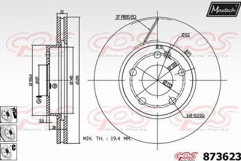 Maxtech 873623.6980 - Тормозной диск autospares.lv