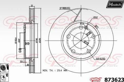 Maxtech 873623.6060 - Тормозной диск autospares.lv