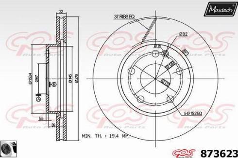 Maxtech 873623.0060 - Тормозной диск autospares.lv