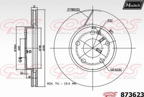 Maxtech 873623.0000 - Тормозной диск autospares.lv