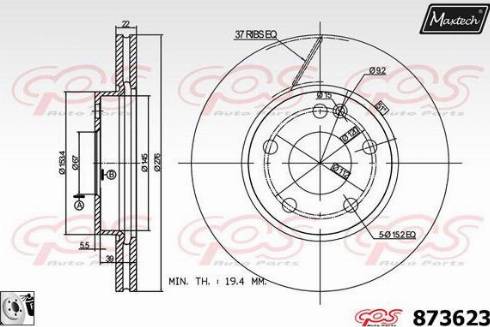 Maxtech 873623.0080 - Тормозной диск autospares.lv