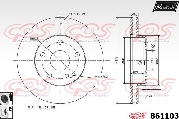 Maxtech 873623 - Тормозной диск autospares.lv