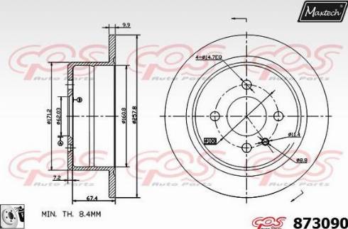 Maxtech 873090.0080 - Тормозной диск autospares.lv