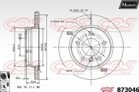 Maxtech 873046.6060 - Тормозной диск autospares.lv