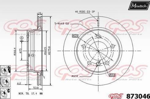 Maxtech 873046.6880 - Тормозной диск autospares.lv