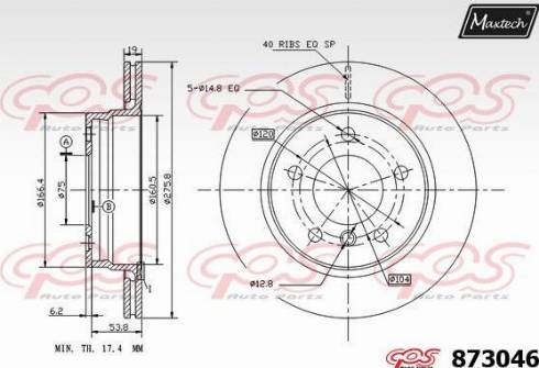 Maxtech 873046.0000 - Тормозной диск autospares.lv