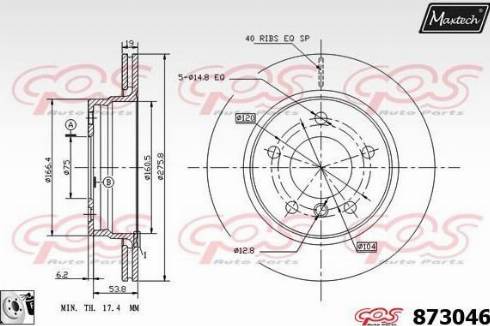 Maxtech 873046.0080 - Тормозной диск autospares.lv