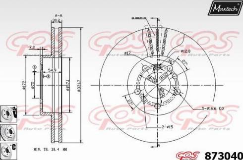 Maxtech 873040.6980 - Тормозной диск autospares.lv