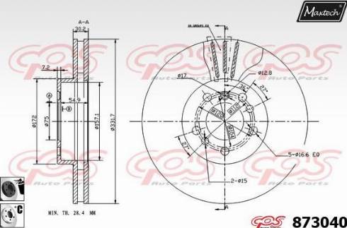 Maxtech 873040.6060 - Тормозной диск autospares.lv