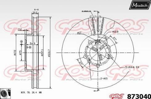 Maxtech 873040.0060 - Тормозной диск autospares.lv