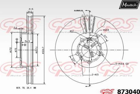 Maxtech 873040.0000 - Тормозной диск autospares.lv