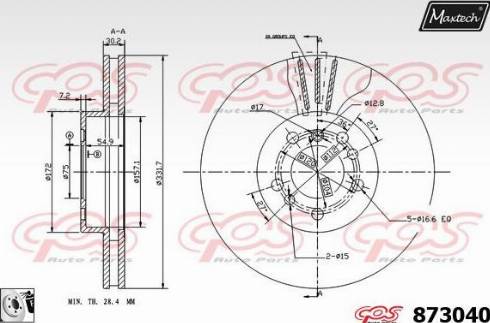 Maxtech 873040.0080 - Тормозной диск autospares.lv