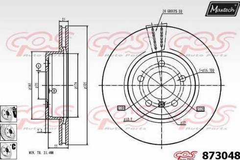 Maxtech 873048.6880 - Тормозной диск autospares.lv